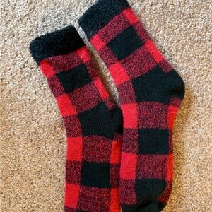 Plaid Red and Black Men's Socks